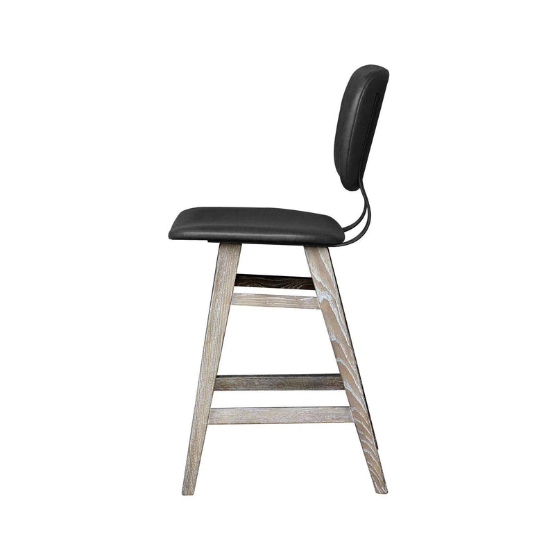 Black PU Leather Armless Counter Height Stool With Wood Frame Counter Stools LOOMLAN By LH Imports