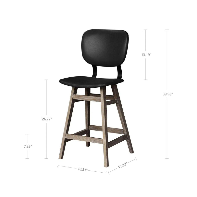 Black PU Leather Armless Counter Height Stool With Wood Frame Counter Stools LOOMLAN By LH Imports