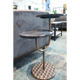 Black Round Side Table Marble Top With Metal Base Side Tables LOOMLAN By LH Imports