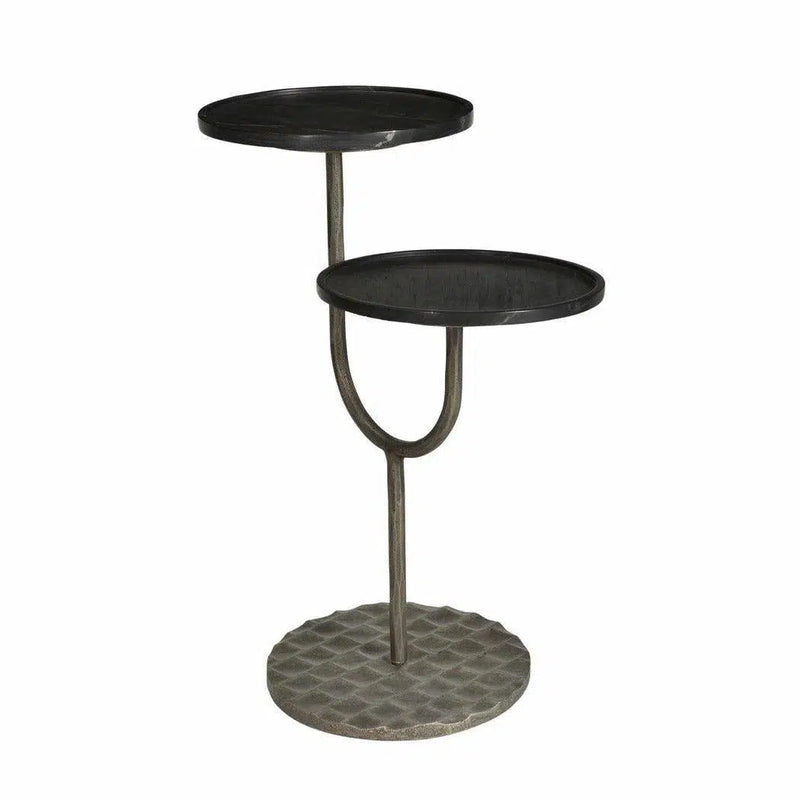 Black Round Side Table Marble Top With Metal Base Side Tables LOOMLAN By LH Imports