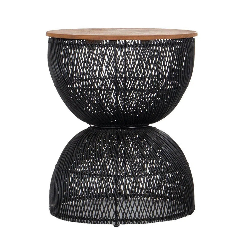 Black Round Side Table Wood Top With Wood Base Side Tables LOOMLAN By LH Imports