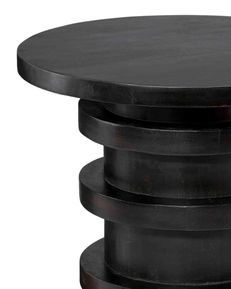 Black Solid Wood Round End Table Side Tables LOOMLAN By Jamie Young