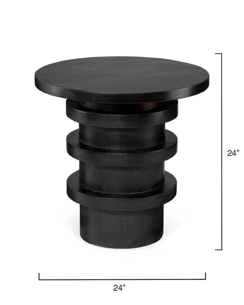 Black Solid Wood Round End Table Side Tables LOOMLAN By Jamie Young