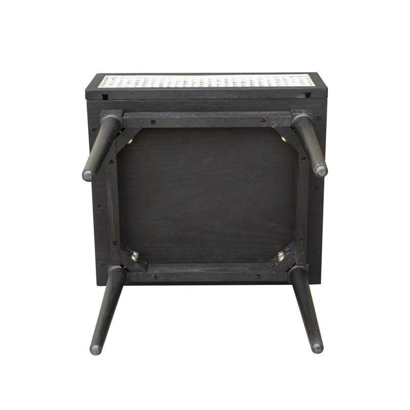 Black Square Side Table With Drawers Wood Top Wood Base Side Tables LOOMLAN By LH Imports