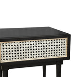 Black Square Side Table With Drawers Wood Top Wood Base Side Tables LOOMLAN By LH Imports