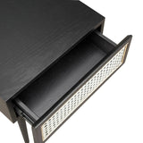 Black Square Side Table With Drawers Wood Top Wood Base Side Tables LOOMLAN By LH Imports