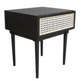 Black Square Side Table With Drawers Wood Top Wood Base Side Tables LOOMLAN By LH Imports