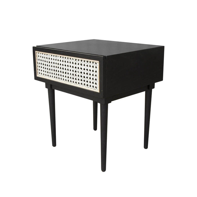 Black Square Side Table With Drawers Wood Top Wood Base Side Tables LOOMLAN By LH Imports