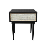 Black Square Side Table With Drawers Wood Top Wood Base Side Tables LOOMLAN By LH Imports