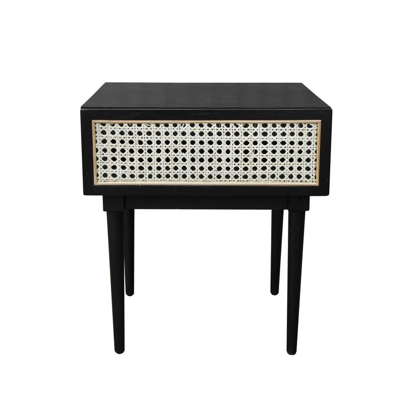 Black Square Side Table With Drawers Wood Top Wood Base Side Tables LOOMLAN By LH Imports