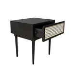 Black Square Side Table With Drawers Wood Top Wood Base Side Tables LOOMLAN By LH Imports