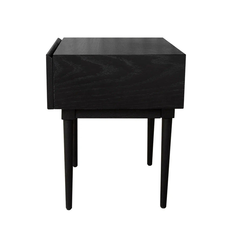 Black Square Side Table With Drawers Wood Top Wood Base Side Tables LOOMLAN By LH Imports