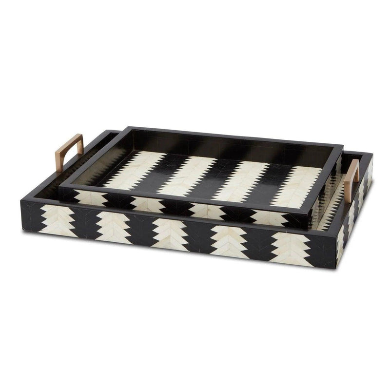 Black White Natural Brass Arrow Tray Set of 2 Trays LOOMLAN By Currey & Co