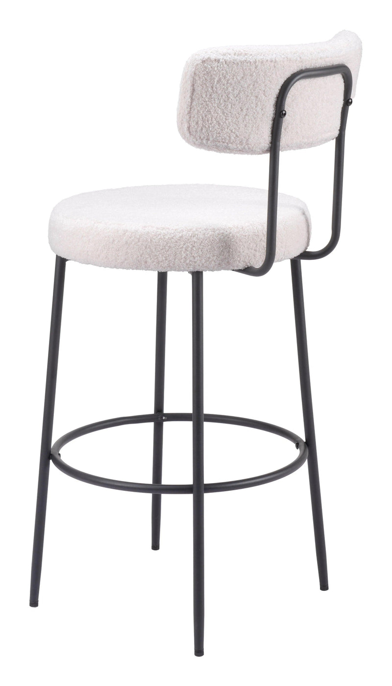 Blanca Barstool (Set of 2) Ivory Bar Stools LOOMLAN By Zuo Modern