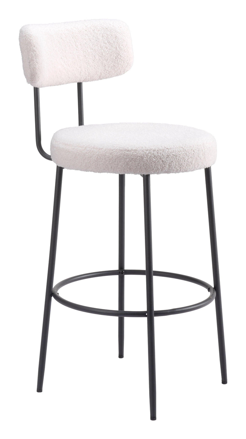 Blanca Barstool (Set of 2) Ivory Bar Stools LOOMLAN By Zuo Modern