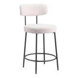 Blanca Counter Stool (Set of 2) Ivory Counter Stools LOOMLAN By Zuo Modern