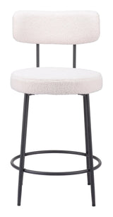 Blanca Counter Stool (Set of 2) Ivory Counter Stools LOOMLAN By Zuo Modern