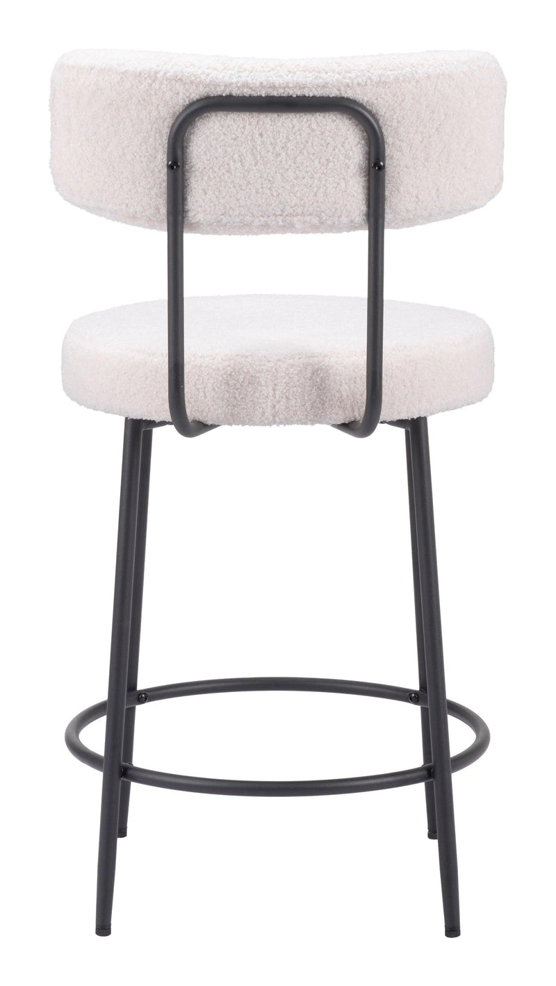 Blanca Counter Stool (Set of 2) Ivory Counter Stools LOOMLAN By Zuo Modern