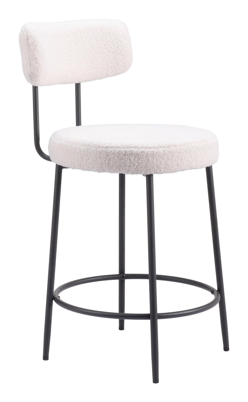 Blanca Counter Stool (Set of 2) Ivory Counter Stools LOOMLAN By Zuo Modern