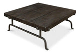 Blayne Coffee Table Square Wood Top Iron Base Coffee Tables LOOMLAN By Sarreid