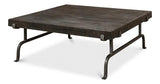 Blayne Coffee Table Square Wood Top Iron Base Coffee Tables LOOMLAN By Sarreid