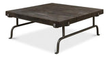 Blayne Coffee Table Square Wood Top Iron Base Coffee Tables LOOMLAN By Sarreid