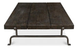 Blayne Coffee Table Square Wood Top Iron Base Coffee Tables LOOMLAN By Sarreid