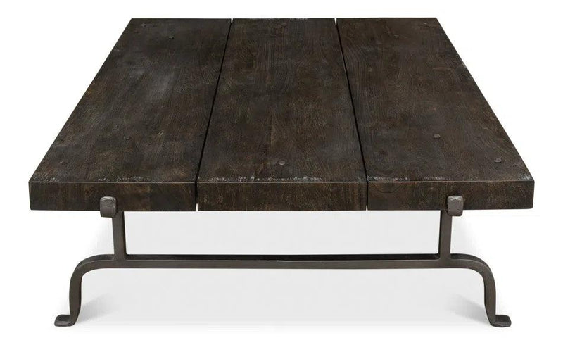 Blayne Coffee Table Square Wood Top Iron Base Coffee Tables LOOMLAN By Sarreid