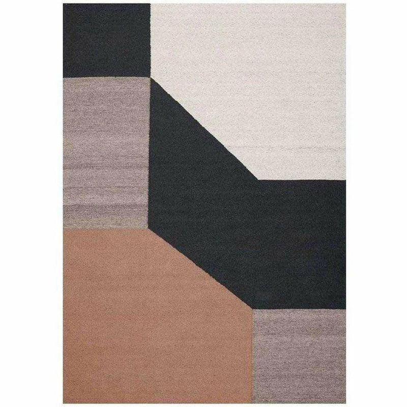 Blocchi Powder Brown Black White Handmade Wool Rug Area Rugs LOOMLAN By Linie Design