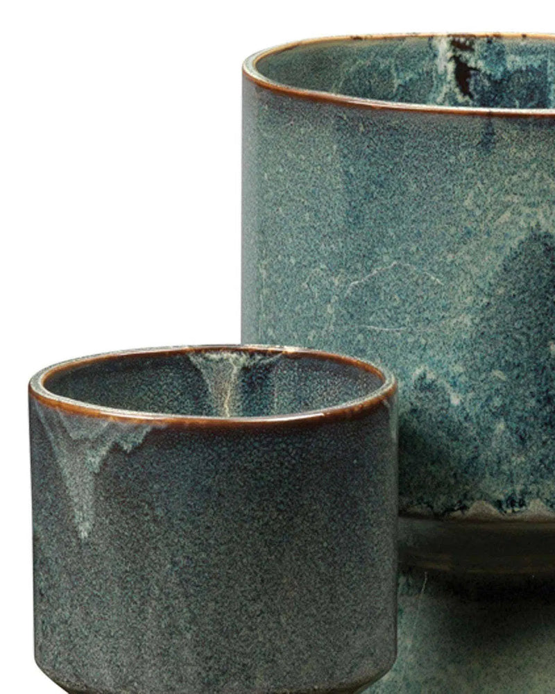 Blue Ceramic Berkeley Pots (set of 3) Statues & Sculptures LOOMLAN By Jamie Young