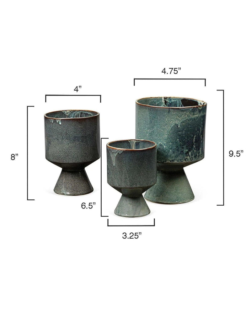 Blue Ceramic Berkeley Pots (set of 3) Statues & Sculptures LOOMLAN By Jamie Young