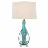 Blue Clear Polished Nickel Eudoxia Table Lamp Table Lamps LOOMLAN By Currey & Co