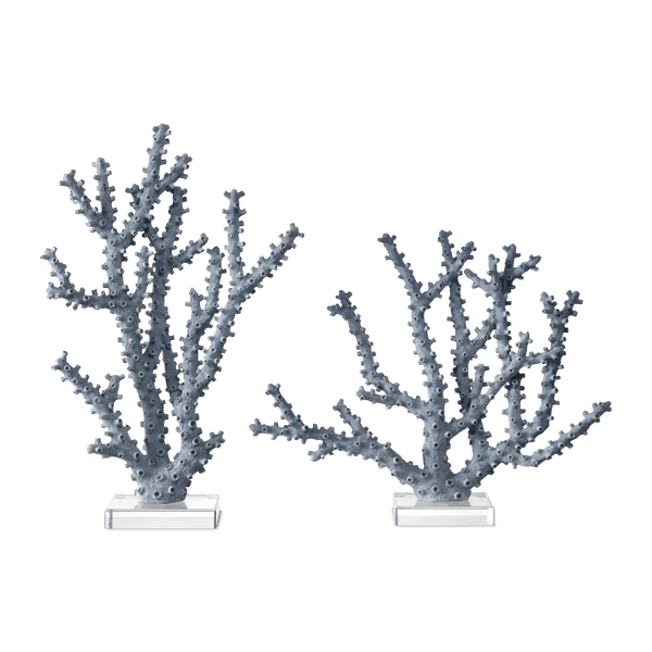 Blue Coral Set of 2 Statues & Sculptures LOOMLAN By Currey & Co