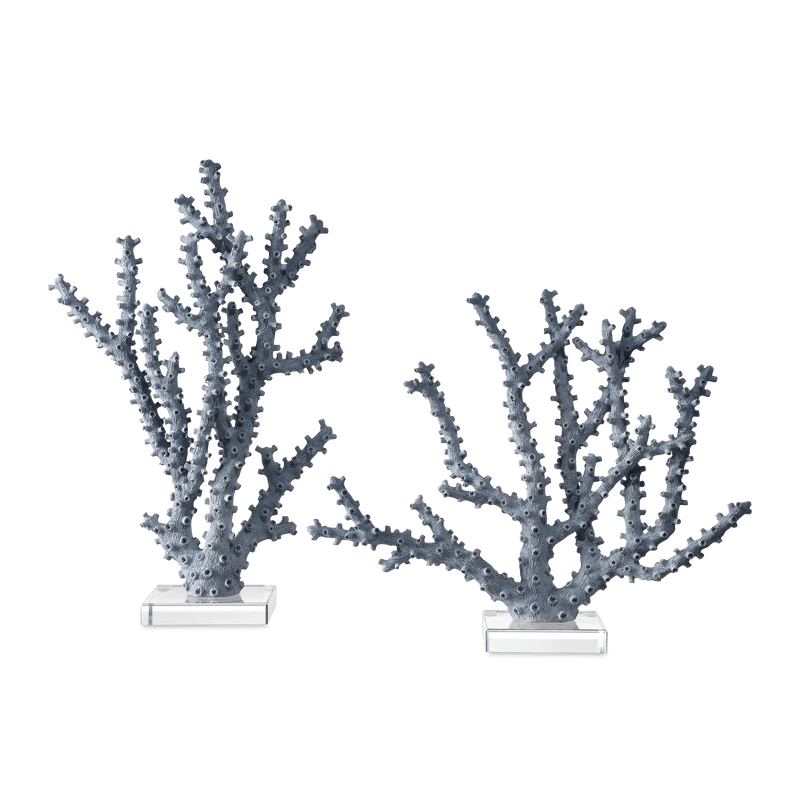 Blue Coral Set of 2 Statues & Sculptures LOOMLAN By Currey & Co