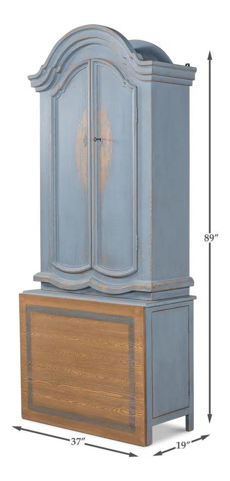 Blue Dress Secretary With Desk Solid Wood Bookcases LOOMLAN By Sarreid