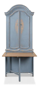 Blue Dress Secretary With Desk Solid Wood Bookcases LOOMLAN By Sarreid