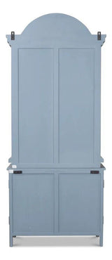 Blue Dress Secretary With Desk Solid Wood Bookcases LOOMLAN By Sarreid