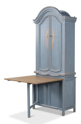 Blue Dress Secretary With Desk Solid Wood Bookcases LOOMLAN By Sarreid