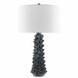 Blue Drip Glaze Sunken Blue Table Lamp Table Lamps LOOMLAN By Currey & Co