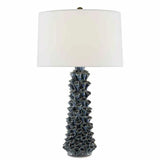 Blue Drip Glaze Sunken Blue Table Lamp Table Lamps LOOMLAN By Currey & Co