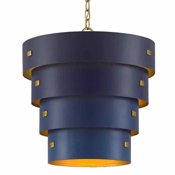 Blue Gold Leaf Graduation Pendant Hiroshi Koshitaka Collection Pendants LOOMLAN By Currey & Co