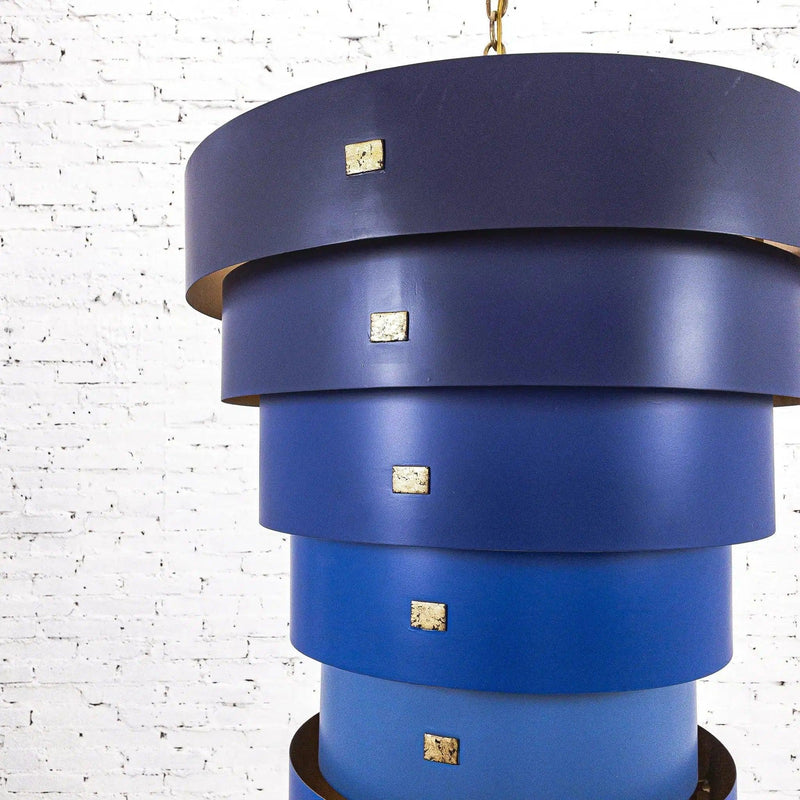 Blue Gold Leaf Graduation Pendant Hiroshi Koshitaka Collection Pendants LOOMLAN By Currey & Co