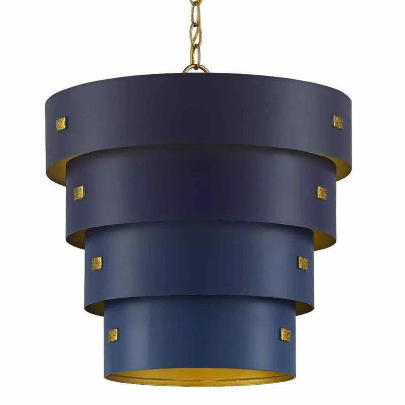 Blue Gold Leaf Graduation Pendant Hiroshi Koshitaka Collection Pendants LOOMLAN By Currey & Co