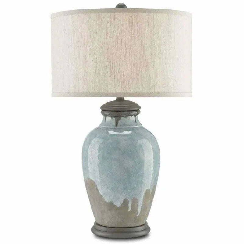 Blue-Green Gray Hiroshi Gray Chatswood Table Lamp Table Lamps LOOMLAN By Currey & Co