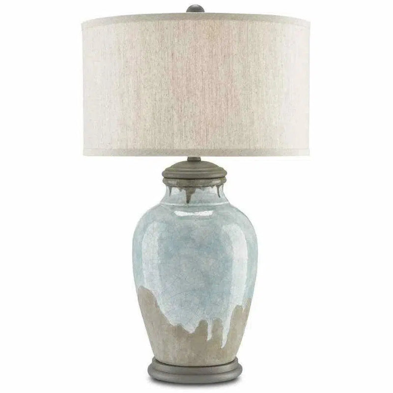 Blue-Green Gray Hiroshi Gray Chatswood Table Lamp Table Lamps LOOMLAN By Currey & Co