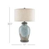 Blue-Green Gray Hiroshi Gray Chatswood Table Lamp Table Lamps LOOMLAN By Currey & Co