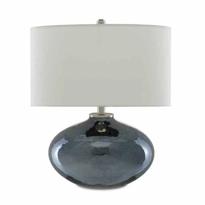 Blue Plated Polished Nickel Lucent Blue Table Lamp Table Lamps LOOMLAN By Currey & Co