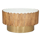 Bombay Natural Wood and Marble Round Coffee Table Coffee Tables LOOMLAN By Zuo Modern