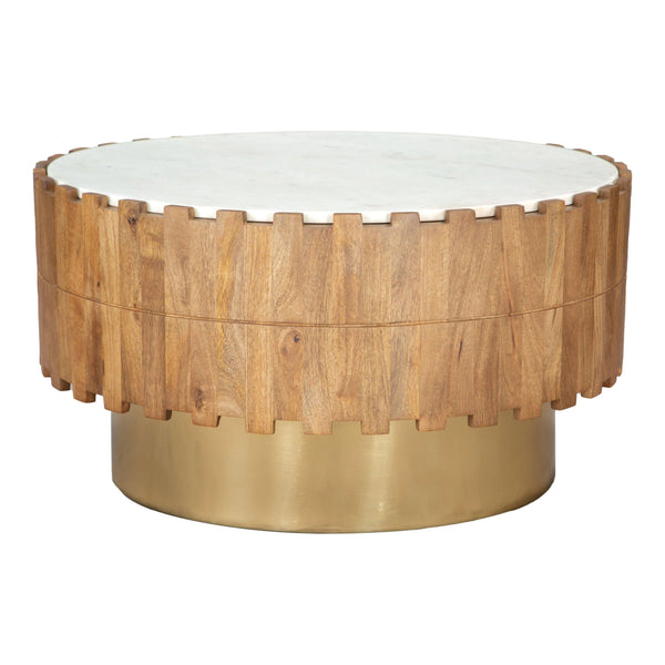 Bombay Natural Wood and Marble Round Coffee Table Coffee Tables LOOMLAN By Zuo Modern