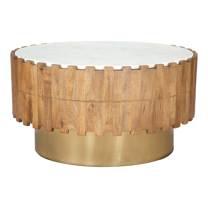 Bombay Natural Wood and Marble Round Coffee Table Coffee Tables LOOMLAN By Zuo Modern